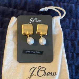 J Crew gold and pearl earrings